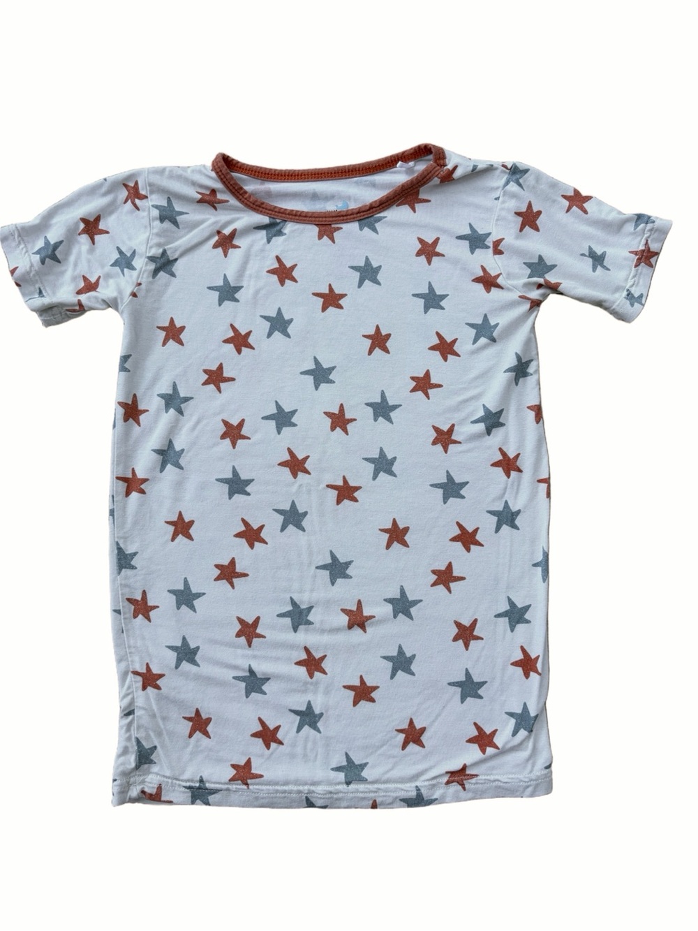 Little One Shop Size 6/7 Red White Blue Stars Bamboo Short Sleeve Pajama Shirt